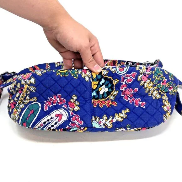 Vera Bradley Purse Iconic Shoulder Bag Carson Blue Multi Romantic Paisley Quilt - Picture 3 of 14